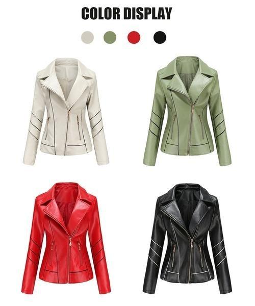 New Fashion Zip Jacket Vékony női bőrkabát