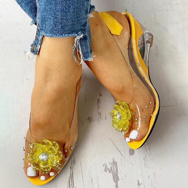 Floralmoda Studded Flower Design Átlátszó ékszandál