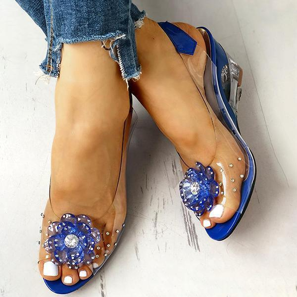 Floralmoda Studded Flower Design Átlátszó ékszandál