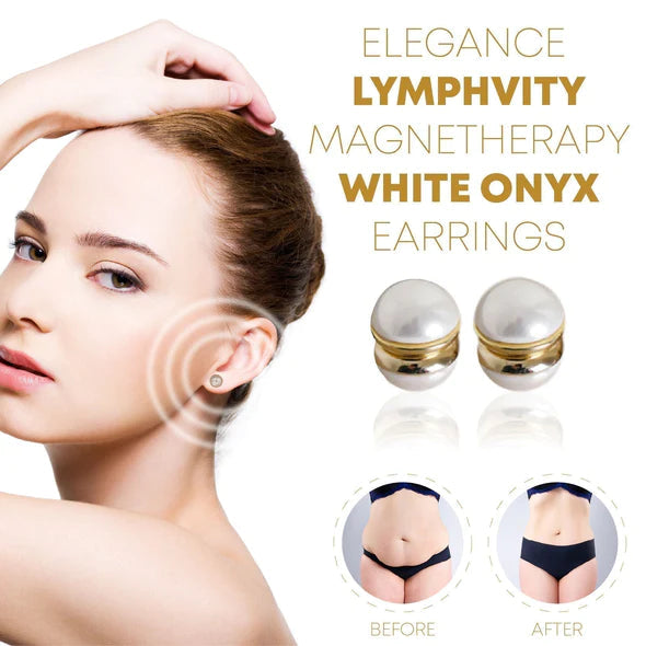 (Korlátozottan kapható 🔥 utolsó nap) Elegance Lymphvity MagneTherapy Fehér Onyx fülbevalók