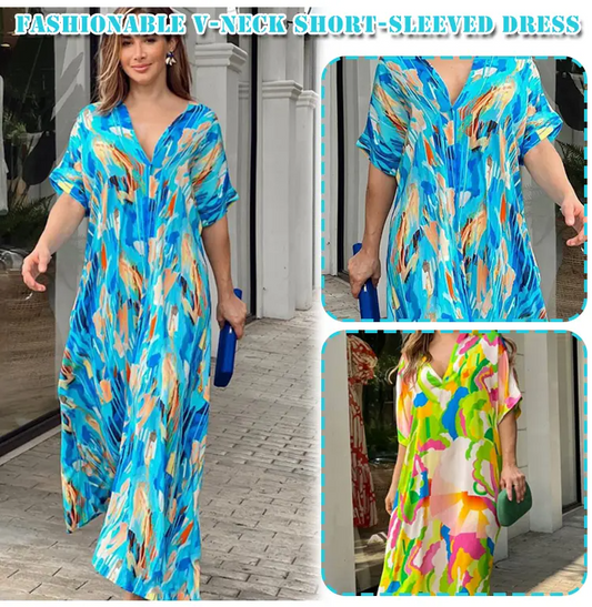 Novo vestido de Verão 2023 com decote em V para mulher